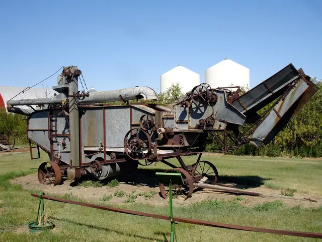 Antique threshing machine outside the museum